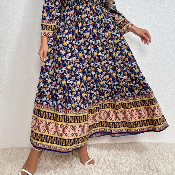 Melo Apparel Plus Size Bohemian Round Neck Maxi Dress - Picture 4 of 8